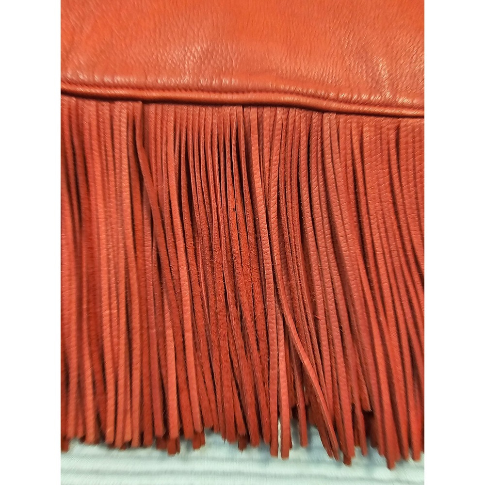 Creations In Leather By Richie Orange Deerskin Fringe Beaded Western Jacket S - Picture 14 of 16